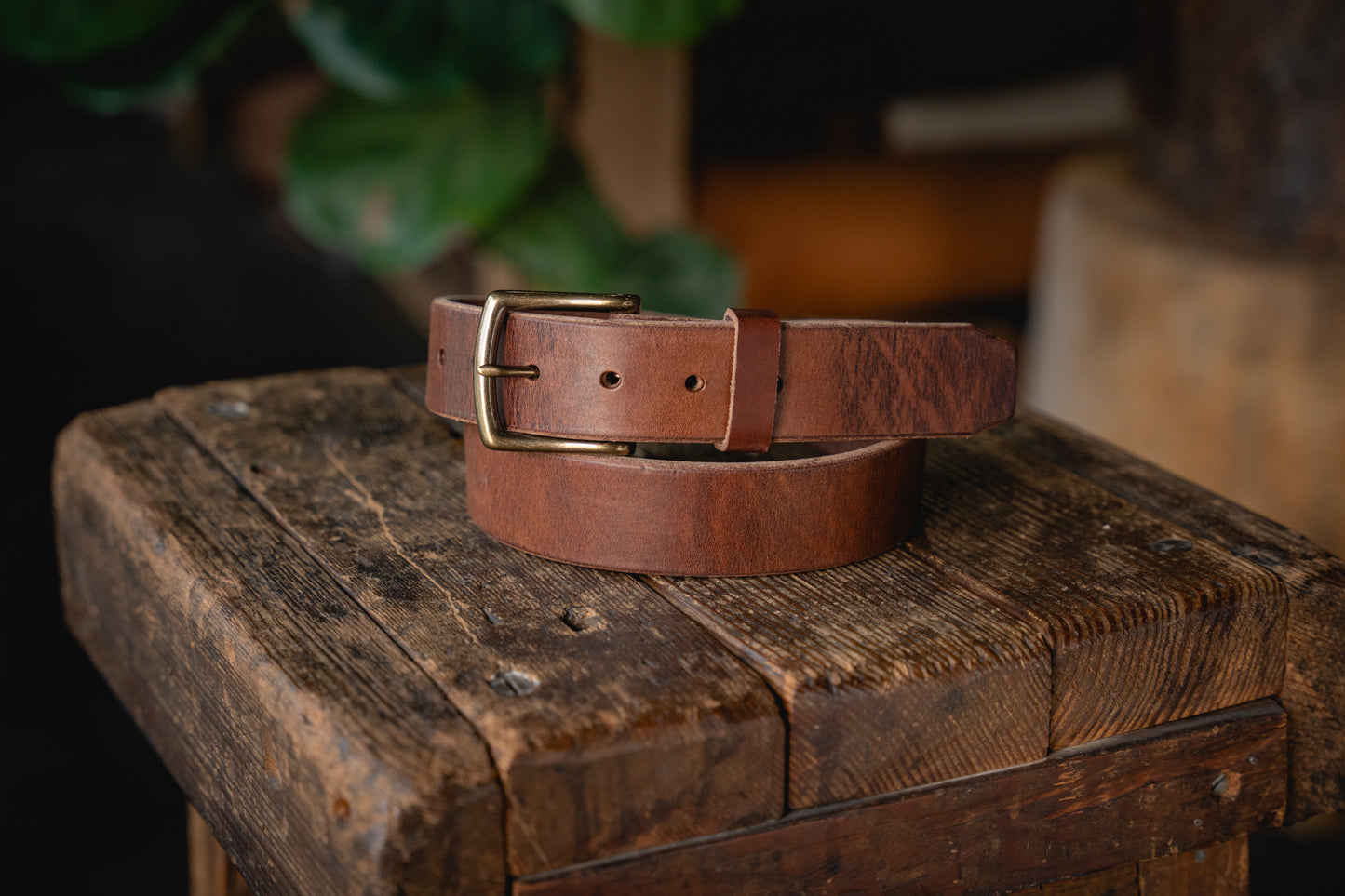 Mountain Belt, Thick Leather Solid Brass Hardware Lifetime Heritage Rugged Belt Handmade Craft and Lore